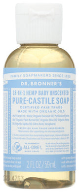 BABY UNSCENTED PURE-CASTILE LIQUID SOAP DR. BRONNER'S PURE-CASTILE UNSCENTED BABY SOAP, 2 FL. OZ. '018787772027