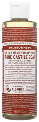 EUCALYPTUS PURE-CASTILE LIQUID SOAP DR. BRONNER'S 18-IN-1 HEMP EUCALYPTUS PURE-CASTILE SOAP, 8 OZ. '018787773086