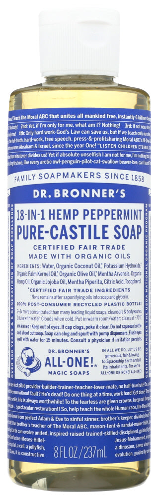 PEPPERMINT PURE-CASTILE LIQUID SOAP DR. BRONNER’S PURE-CASTILE HEMP PEPPERMINT SOAP, 8 FL. OZ. '018787775080