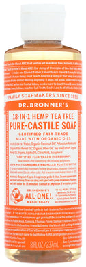 TEA TREE PURE-CASTILE LIQUID SOAP DR. BRONNER'S 18-IN-1 HEMP TEA TREE PURE-CASTILE SOAP, 8 OZ. '018787776087