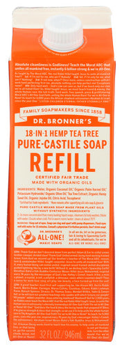 TEA TREE PURE-CASTILE LIQUID SOAP-REFILL CARTON  '018787776339