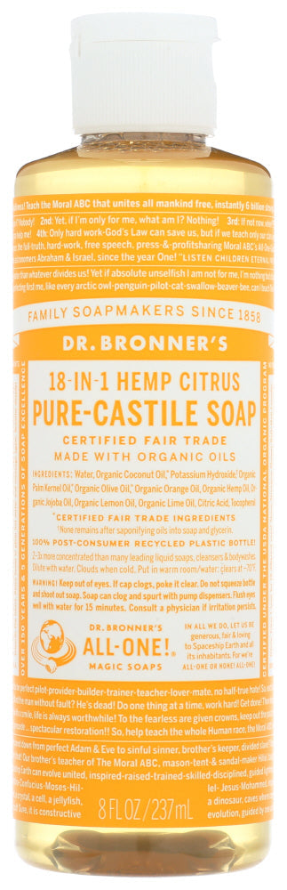 CITRUS PURE-CASTILE LIQUID SOAP DR. BRONNER'S PURE-CASTILE HEMP CITRUS SOAP, 8 FL. OZ. '018787777084