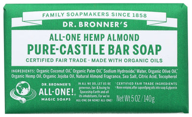 ALMOND PURE-CASTILE BAR SOAP DR. BRONNER’S PURE-CASTILE HEMP ALMOND BAR SOAP, 5 OZ. '018787781050