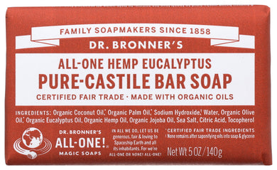 EUCALYPTUS PURE-CASTILE BAR SOAP DR. BRONNER’S PURE-CASTILE HEMP EUCALYPTUS BAR SOAP, 5 OZ. '018787783054