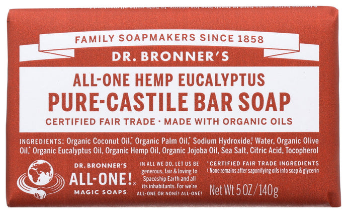 EUCALYPTUS PURE-CASTILE BAR SOAP DR. BRONNER’S PURE-CASTILE HEMP EUCALYPTUS BAR SOAP, 5 OZ. '018787783054