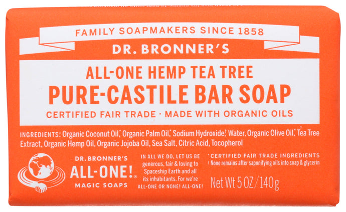 TEA TREE PURE-CASTILE BAR SOAP DR. BRONNER’S PURE-CASTILE HEMP TEA TREE BAR SOAP, 5 OZ. '018787786055