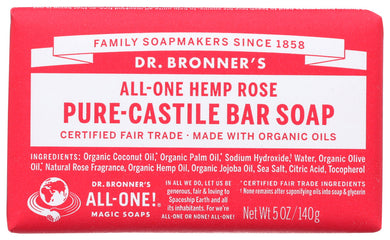 ROSE PURE-CASTILE BAR SOAP DR. BRONNER'S PURE-CASTILE HEMP ROSE BAR SOAP, 5 OZ. '018787788059