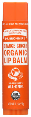 LIP BALM DR. BRONNER'S ORGANIC ORANGE GINGER LIP BALM, 0.15 OZ. '018787920015