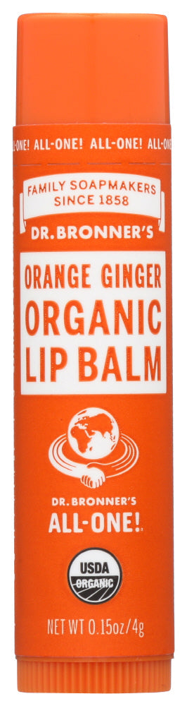 LIP BALM DR. BRONNER'S ORGANIC ORANGE GINGER LIP BALM, 0.15 OZ. '018787920015