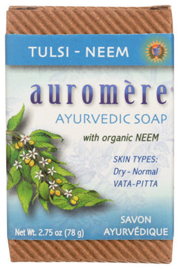 BAR SOAP AUROMERE TULSI NEEM AYURVEDIC SOAP, 2.75 OZ. '027275400106