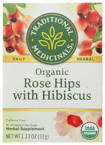 TEA TRADITIONAL MEDICINALS ROSEHIPS W/HERBS   16 CT  '32917002532