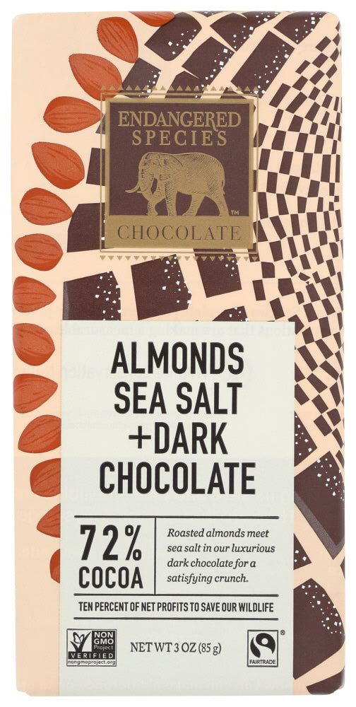 CHOCOLATE BAR ENDANGERED SPECIES SEA SALT ALMOND DARK   3 OZ  '37014000207