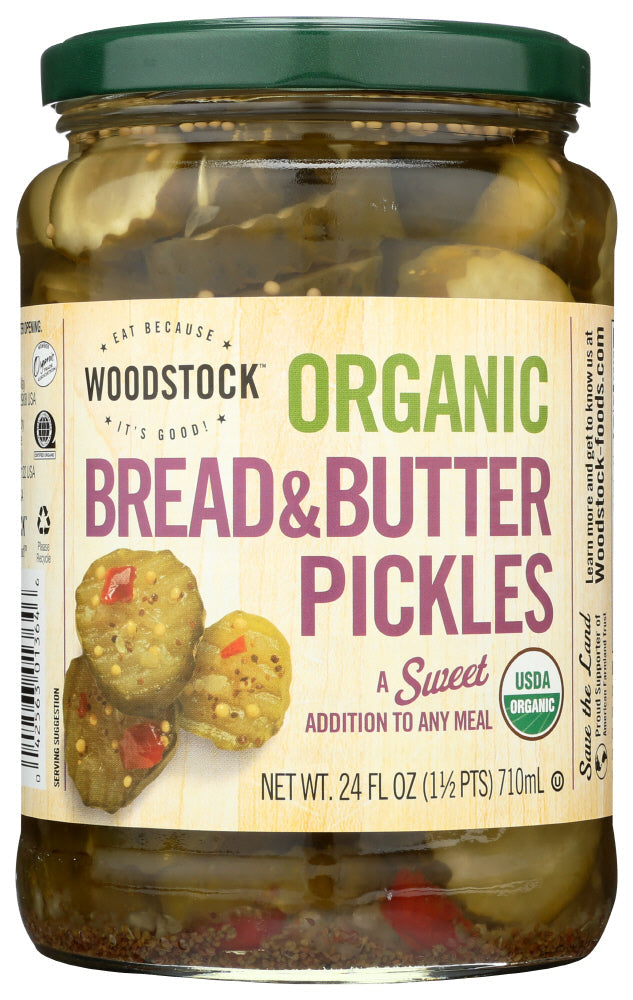 PICKLES WOODSTOCK BREAD&BUTTER ORGANIC   24 OZ  '42563013646