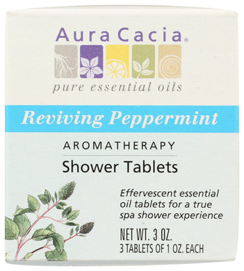 AROMATHERAPY SHOWER TABLETS AURA CACIA REVIVING PEPPERMINT AROMATHERAPY SHOWER TABLETS, 3 OZ. BOX '051381882655