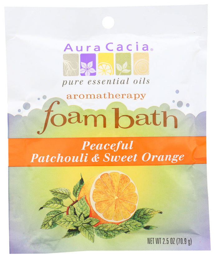AROMATHERAPY FOAM BATH AURA CACIA PEACEFUL PATCHOULI & SWEET ORANGE AROMATHERAPY FOAM BATH, 2.5 OZ. PACKET '051381885786