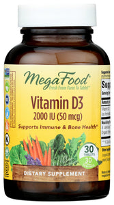 VITAMIN D3 MEGAFOOD 30TAB 2000IU   '051494102206