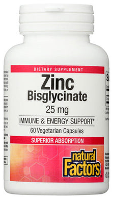 ZINC NATURAL FACTORS 25 MG BISGLYC   '068958016924