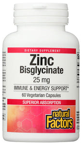ZINC NATURAL FACTORS 25 MG BISGLYC   '068958016924