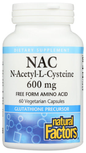 N-ACETYL-L CYSTEINE 600 MG NATURAL FACTORS NAC FREE FORM AMINO ACID DIETARY SUPPLEMENT, 60 CAPSULES '068958028187