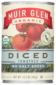 TOMATO MUIR GLEN DICED NO SALT ORGANIC   14.5 OZ  '725342285617