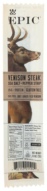 VENISON STEAK STRIP EPIC SEA SALT + PEPPER STRIP VENISON STEAK JERKY, 0.8 OZ.  '732153015944