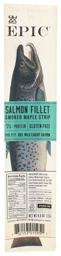 SALMON STRIP EPIC SALMON STRIP, SMOKED MAPLE SALMON FILLET, 0.8 OZ. '732153015951