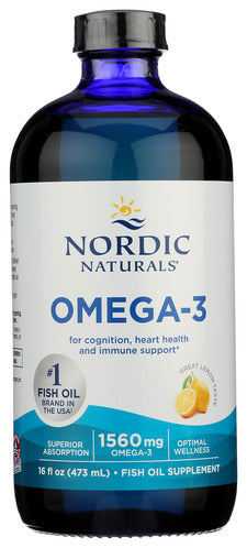 OMEGA-3 – LEMON NORDIC NATURALS 1560 MG. OMEGA-3 LIQUID DIETARY SUPPLEMENT, 16 FL. OZ. '768990027642