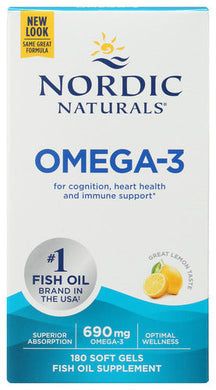 OMEGA-3 – LEMON NORDIC NATURALS OMEGA-3 DIETARY SUPPLEMENT, 180 SOFTGELS '768990037603