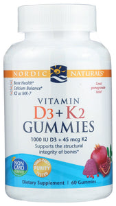 VITAMIN D3 K2 NORDIC NATURALS 60GUM   768990311604