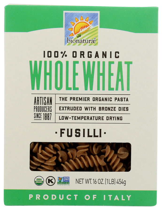 PASTA BIONATURAE WHOLE WHEAT FUSILI ORGANIC   16 OZ  '799210666648