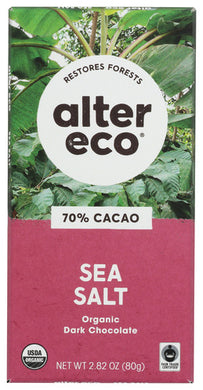 CHOC BAR ALTER SEA SALT 70% DARK    '817670010488
