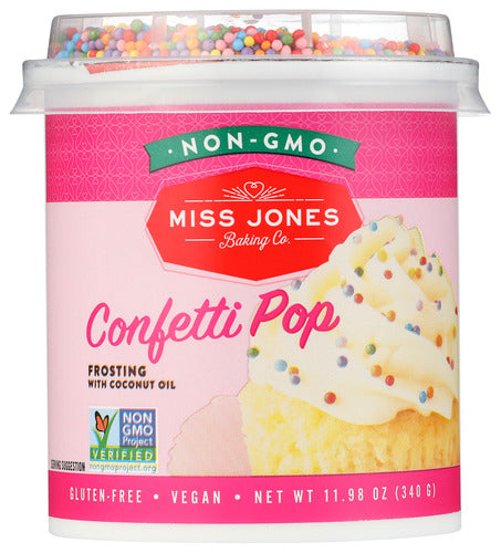 ORGANIC FROSTING MISS JONES BAKING CO. FROSTING, CONFETTI POP, 11.98 OZ.  '850475006102