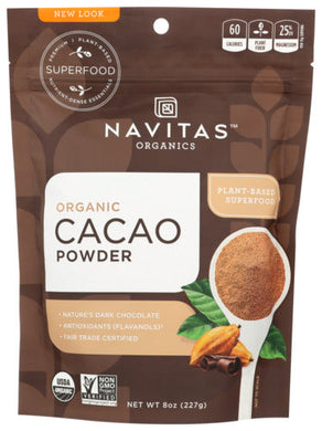 CACAO POWDER NAVITAS ORGANICS CACAO POWDER, 8 OZ. '858847000871