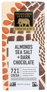 CHOCOLATE BAR ENDANGERED SPECIES SEA SALT ALMOND DARK   3 OZ  '37014000207