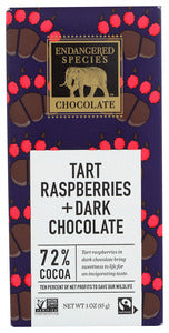 CHOCOLATE BAR ENDANGERED SPECIES DARK W/RASPBERRY   3 OZ  '37014242287