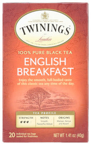 TEA TWININGS ENGLISH BREAKFAST   20 CT  '70177154196