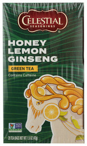 TEA CELESTIAL SEASONING GREEN TEA HONEY LEMON GINSENG   20 CT  '70734070372