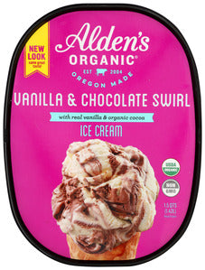ICE CREAM ALDEN'S VANILA CHOCOLATE SWIRL   48 OZ  '072609044372