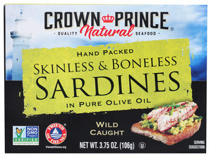SARDINE CROWN PRINCE SKIN/BONELESS OLIVE OIL   3.75 OZ  '73230008337
