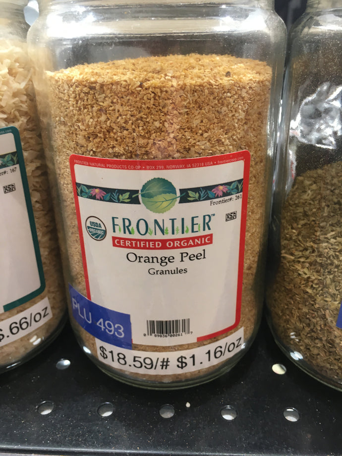 BULK ORANGE PEEL GRANULES ORGANIC PER/OZ 493