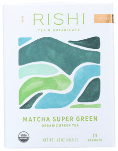 TEA RISHI MATCHA SUPER GREEN ORGANIC   15 CT  '741391973923