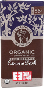 Equal Exchange Organic Chocolate Bar, Extreme Dark 2.8 oz   745998990215