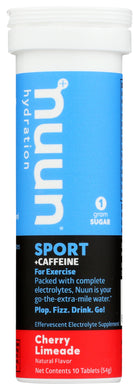 NUUN SPORT&CAFF CHERYLIMEADE 6(8X10CT)US NUUN ELECTROLYTE DRINK TABLETS, CHERRY LIMEADE, 10 TABLETS '811660020778
