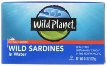SARDINES WILD PLANET WATER NO SALT    '829696000893