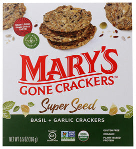 CRACKER MARY'S GONE CRACKERS SUPER SEED BASIL GARLIC GLUTEN FREE   5.5 OZ  '853665005114